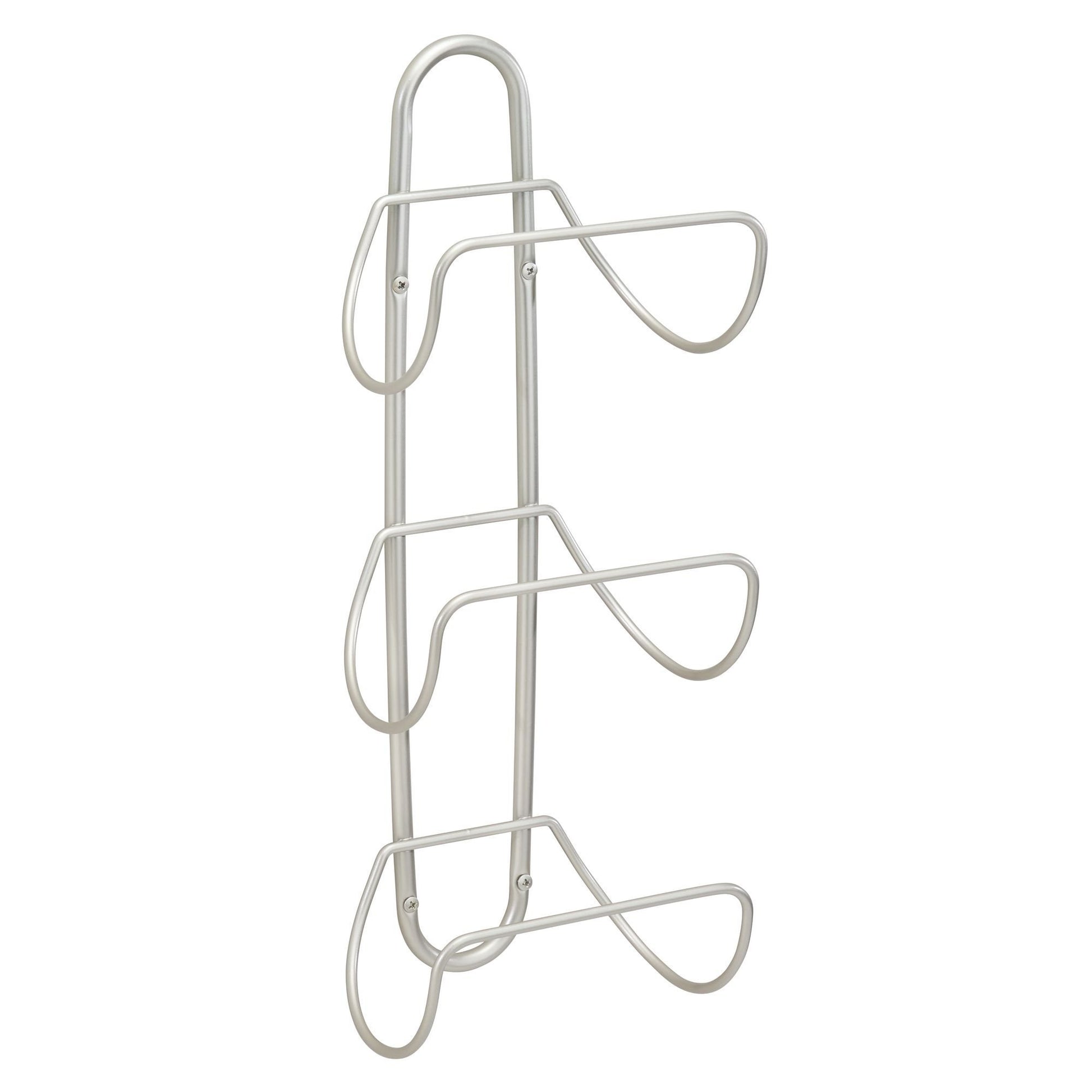 Save mdesign modern decorative metal 3 level wall mount towel rack holder and organizer for storage of bathroom towels washcloths hand towels 2 pack satin