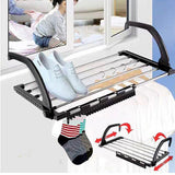 Featured candumy folding laundry towel drying rack balcony windowsill fence guardrail corridor stainless steel retractable clothes hanging racks with clips for drying socks set of 2