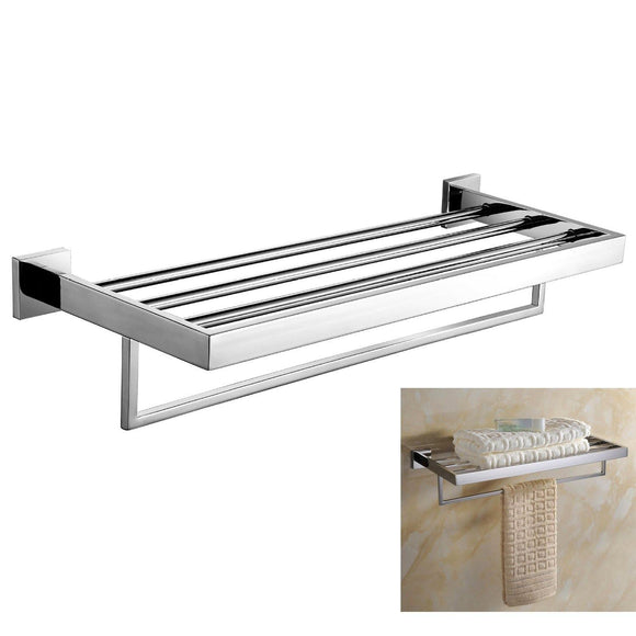 Heavy duty deluxe 24 inch 304 stainless steel bathroom dual layers towel bar shelves holder chrome polishing mirror polished wall mounted