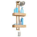New idesign formbu bamboo hanging shower caddy for shampoo conditioner and soap with hooks for razors towels loofahs and more 11 05 x 5 32 x 26 68 natural finish