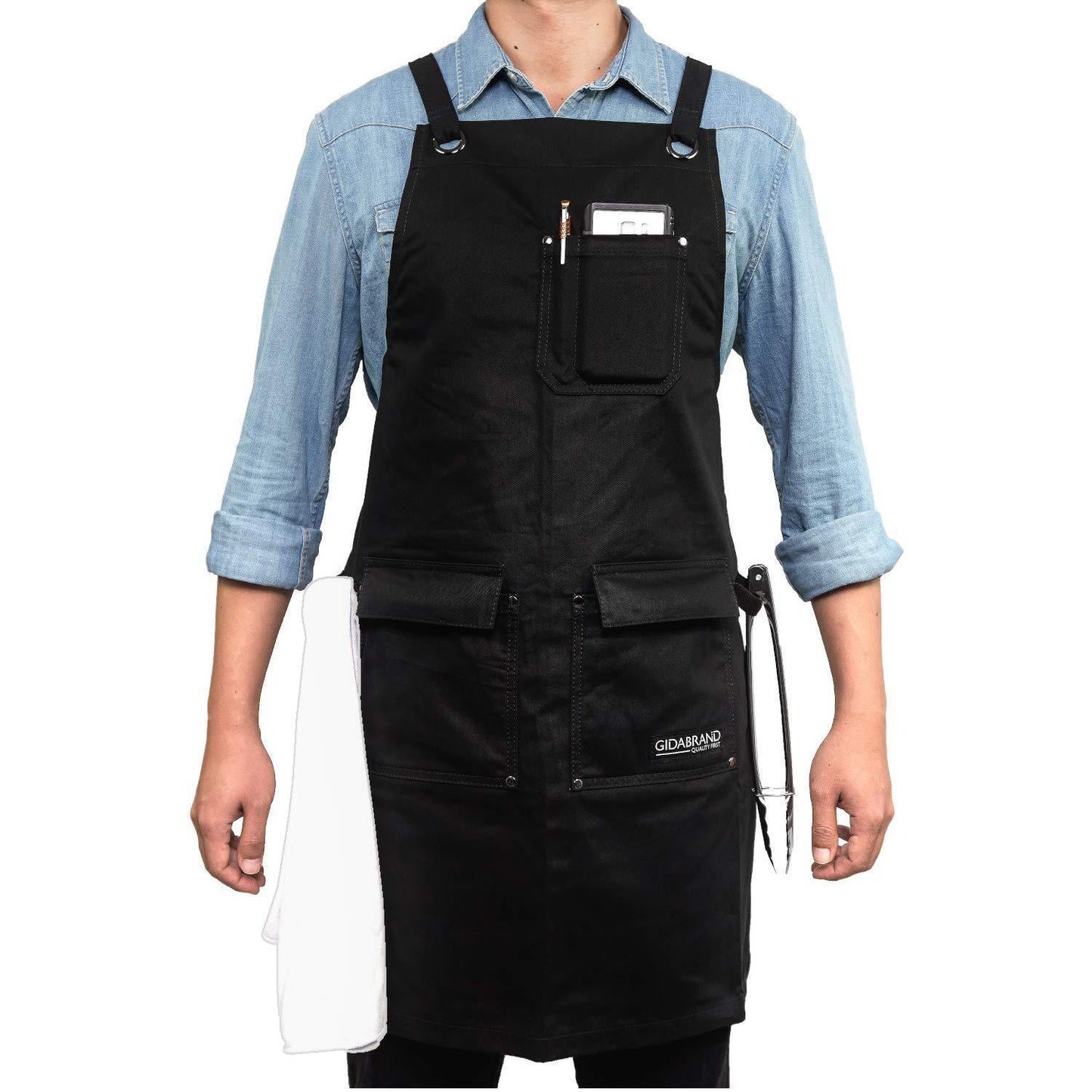 Select nice gidabrand professional grade chef kitchen apron with double towel loop 10 oz cotton for cooking bbq and grill men women design with 3 pockets quick release buckle and adjustable strap m to xxl