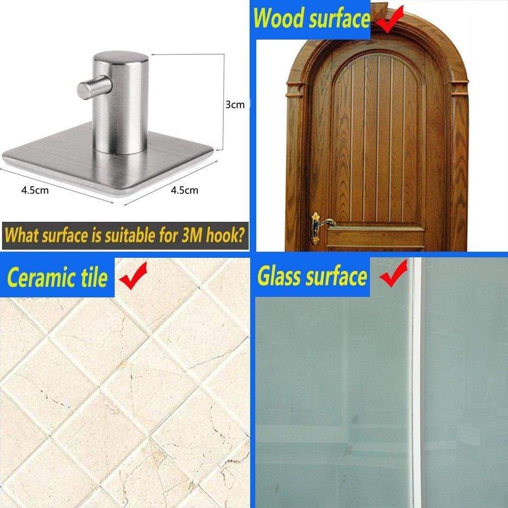 Budget 4 pack towel hook 3m self adhesive hooks 304 stainless steel closets coat towel robe hook rack wall mount for bathroom