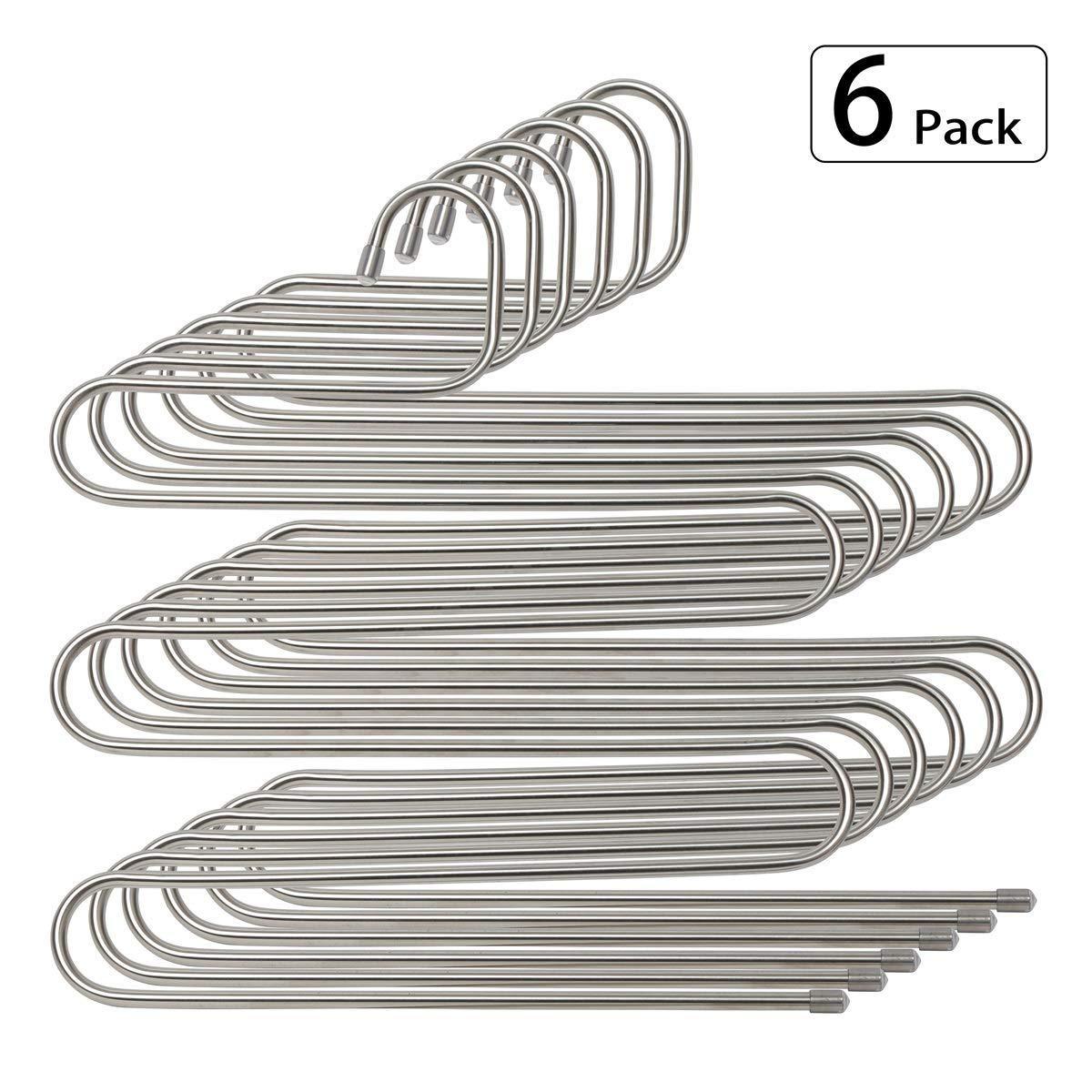 Amazon stephenie 6 pack s type 5 layer stainless steel hanger with multifunctional for pants tie scarf anti skid scarf towel clothes