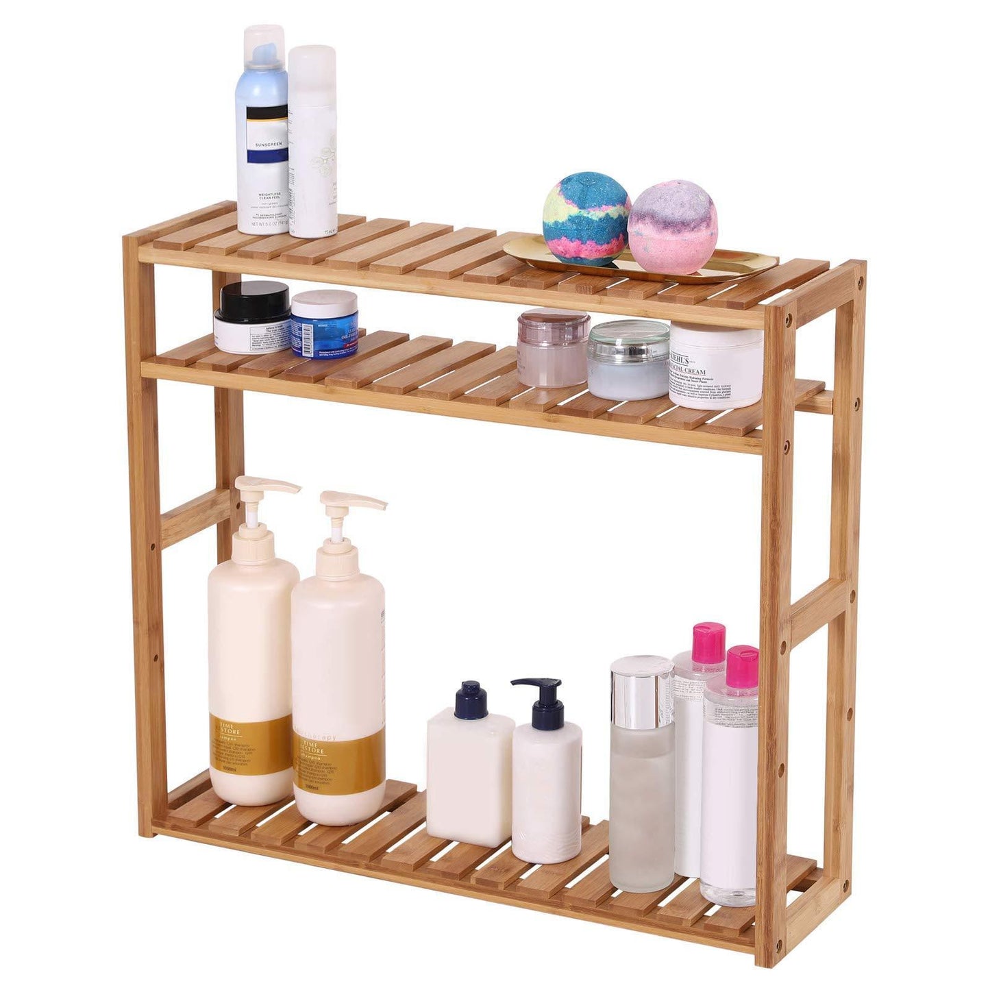 Discover the songmics bamboo bathroom shelves 3 tier adjustable layer rack bathroom towel shelf utility storage shelf rack wall mounted organizer shelf for bathroom kitchen living room holder natural ubcb13y