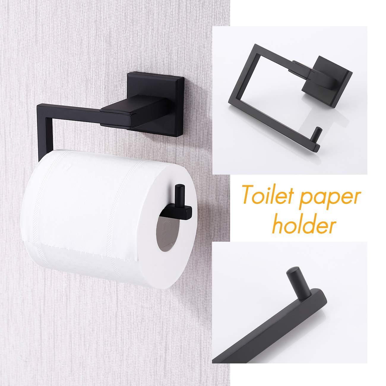 Shop here kes bathroom accessories toilet paper holder towel ring sus304 stainless steel rustproof 2 piece morden wall mount matte black finish la24bk 21