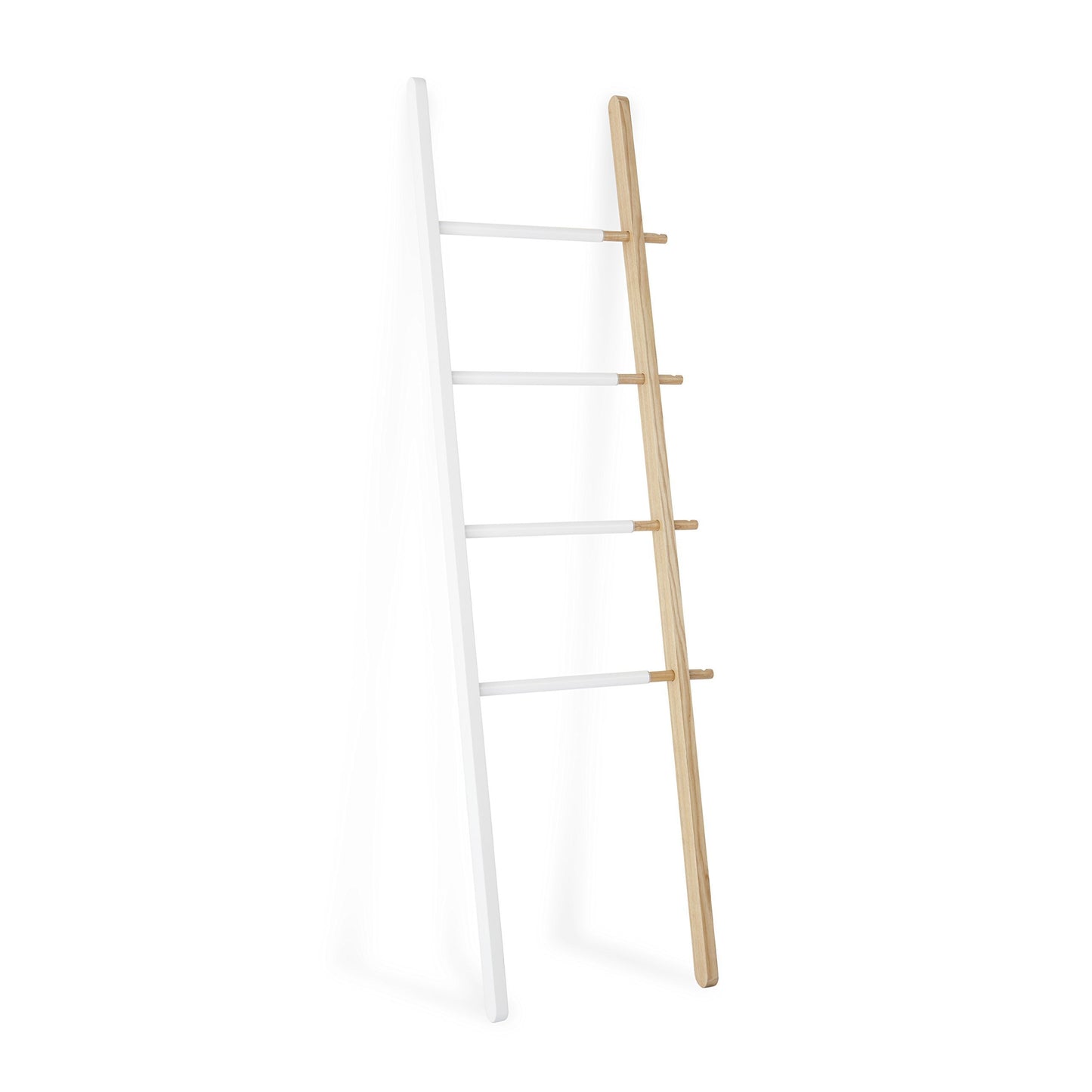 The best umbra hub ladder adjustable clothing rack for bedroom or freestanding towel rack for bathroom expands from 16 to 24 inches with 4 notched hooks white natural