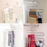New pants hangers dexing s type multi purpose stainless steel magic space saving hangers clothes organizer for trousers towels ties and scarfs 5 pcs