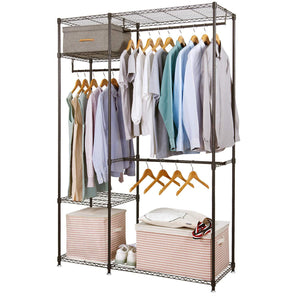 Lifewit Portable Wardrobe Clothes Closet Storage Organizer with Hanging Rod, Adjustable Legs, Quick and Easy to Assemble, Large Capacity, Dark Brown