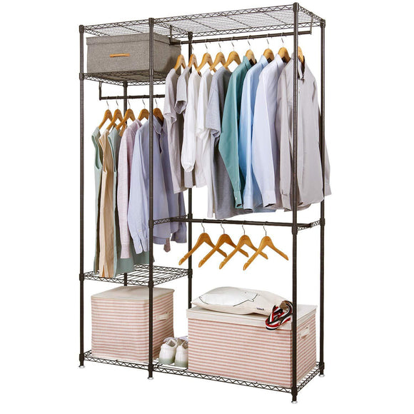 Lifewit Portable Wardrobe Clothes Closet Storage Organizer with Hanging Rod, Adjustable Legs, Quick and Easy to Assemble, Large Capacity, Dark Brown