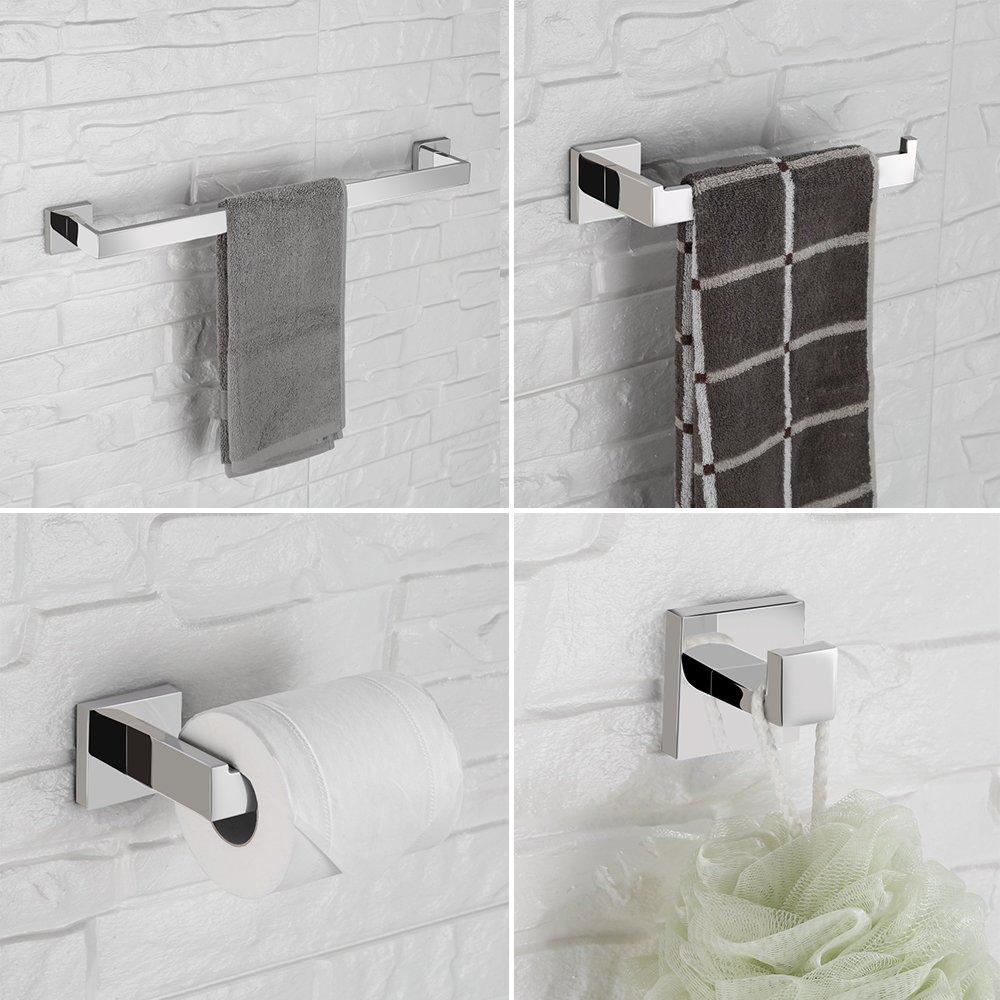 Shop here luckin towel bar set chrome polish modern bathroom accessories set silver hardware bath towel rack set with toilet paper holder 4 pcs