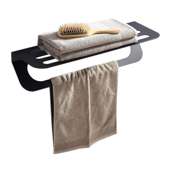 Purchase whifea unibody black towel shelf with towel bar stainless steel towel rack wall mounted bathroom towel shelf storage organizer