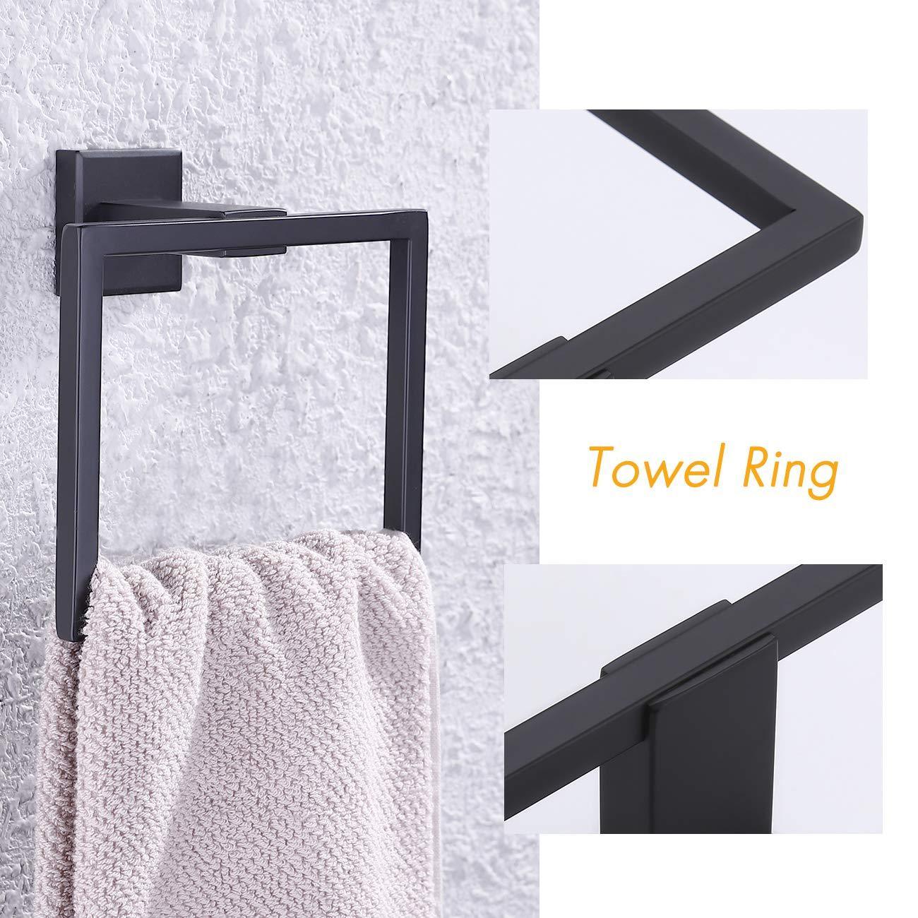 Buy kes sus 304 stainless steel matte black 4 piece bathroom accessory set rustproof towel bar double coat hook toilet paper holder towel ring wall mount no drilling self adhesive glue la24bkdg 42