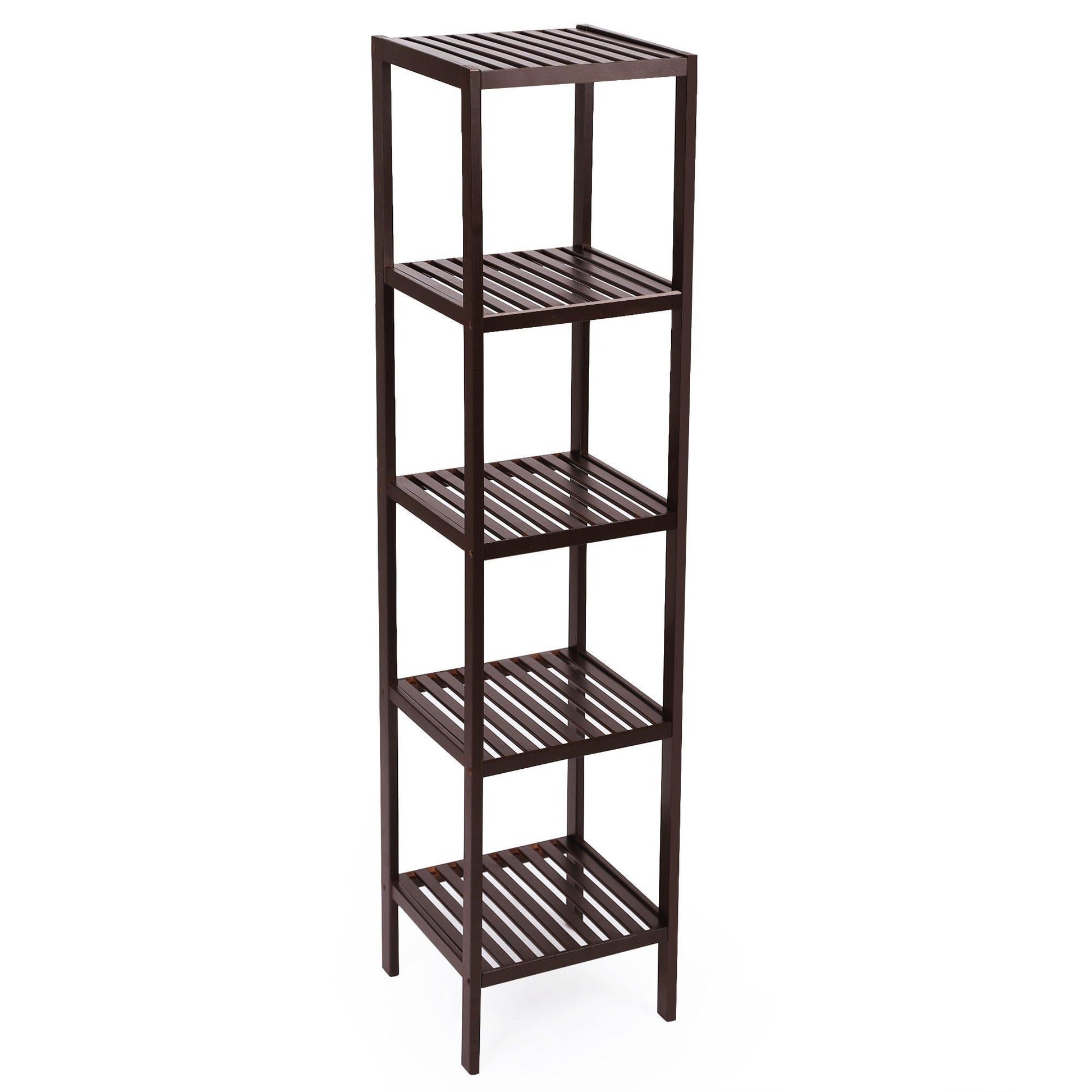 Shop here songmics 100 bamboo bathroom shelf 5 tier multifunctional storage rack shelving unit bathroom towel shelf for kitchen livingroom bedroom hallway brown ubcb55z