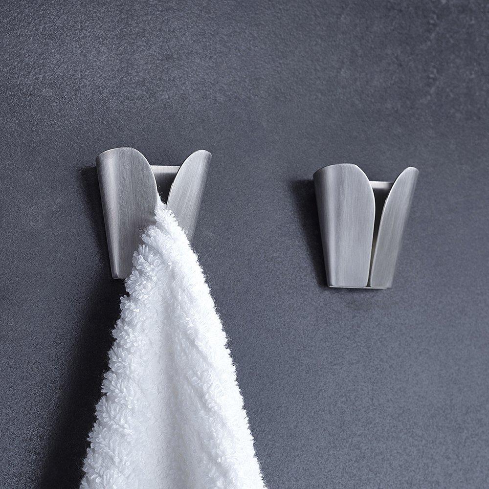 Products kes kitchen towel hooks self adhesive dish towel holder hand towel hook rack hanger ring rustproof stainless steel brushed finish 2 pack ah7201 2 p2