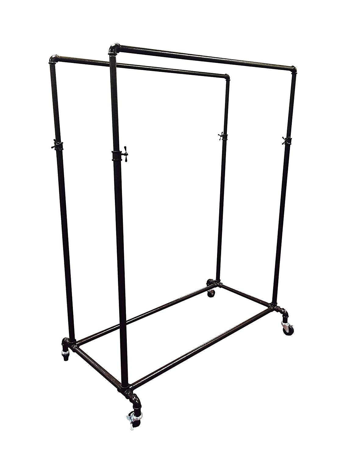 Urban Style Raw Epoxy Finish Double Pipeline Rail Garment Rack, 52" Wide (Copper Shown)