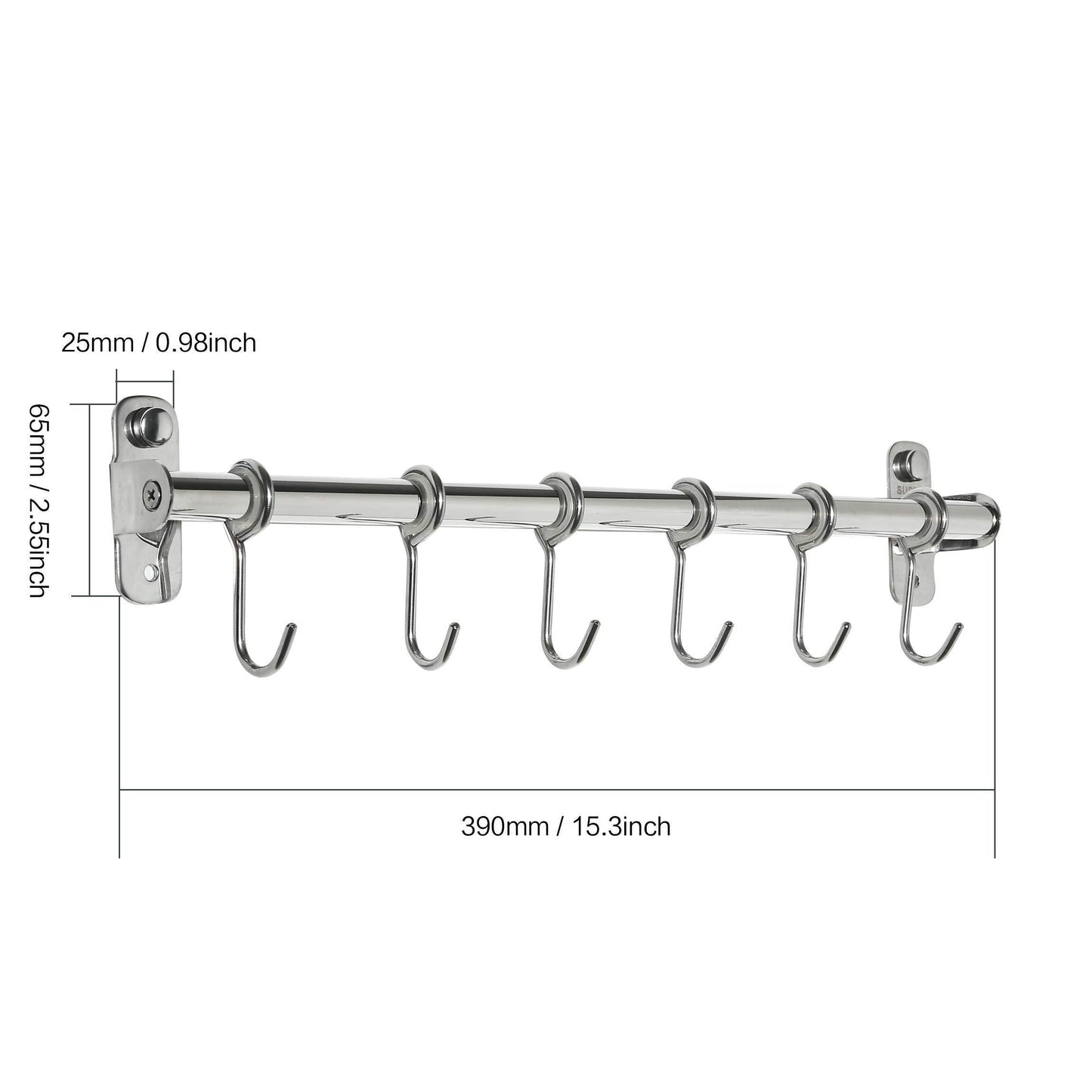 Featured baoef kitchen sliding hooks solid stainless steel hanging rack rail with 12 utensil removable s hooks for towel pot pan spoon loofah bathrobe wall mounted