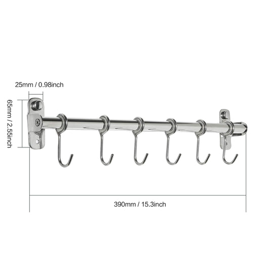 Featured baoef kitchen sliding hooks solid stainless steel hanging rack rail with 12 utensil removable s hooks for towel pot pan spoon loofah bathrobe wall mounted