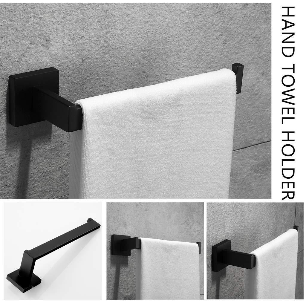 Heavy duty velimax premium stainless steel bathroom hardware set black 4 pieces bathroom hardware accessories set wall mounted towel bar towel holder hook toilet paper holder matte black