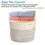 Save on solaya large rope basket storage 17x15 hand woven decorative large natural cotton basket with handles round laundry hamper clothes diapers toys towels blankets kids nursery