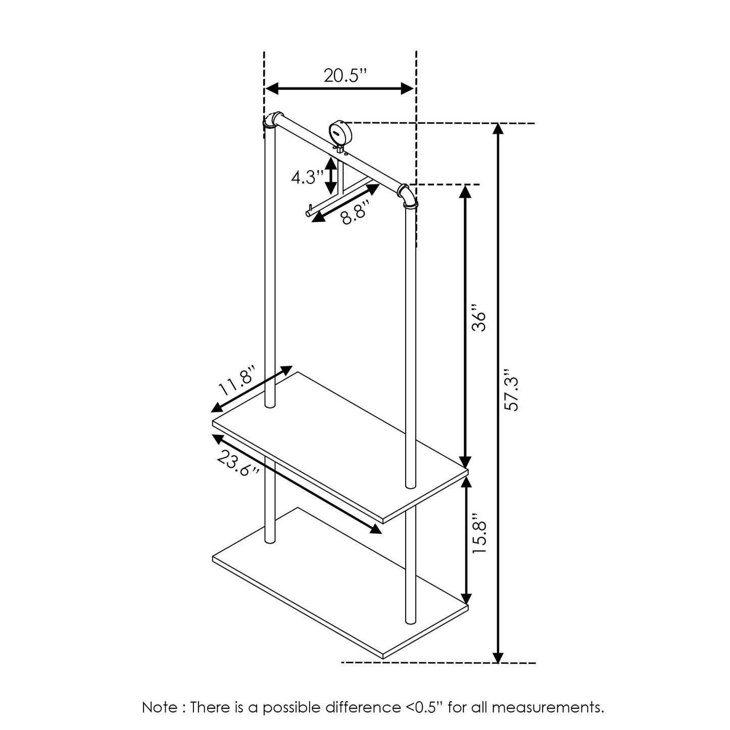 Furinno Garment Rack with Wood Shelves FIND03AX