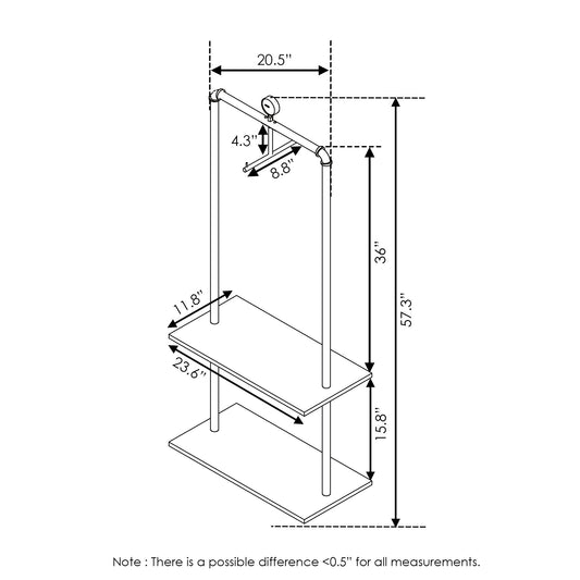 Furinno Garment Rack with Wood Shelves FIND03AX