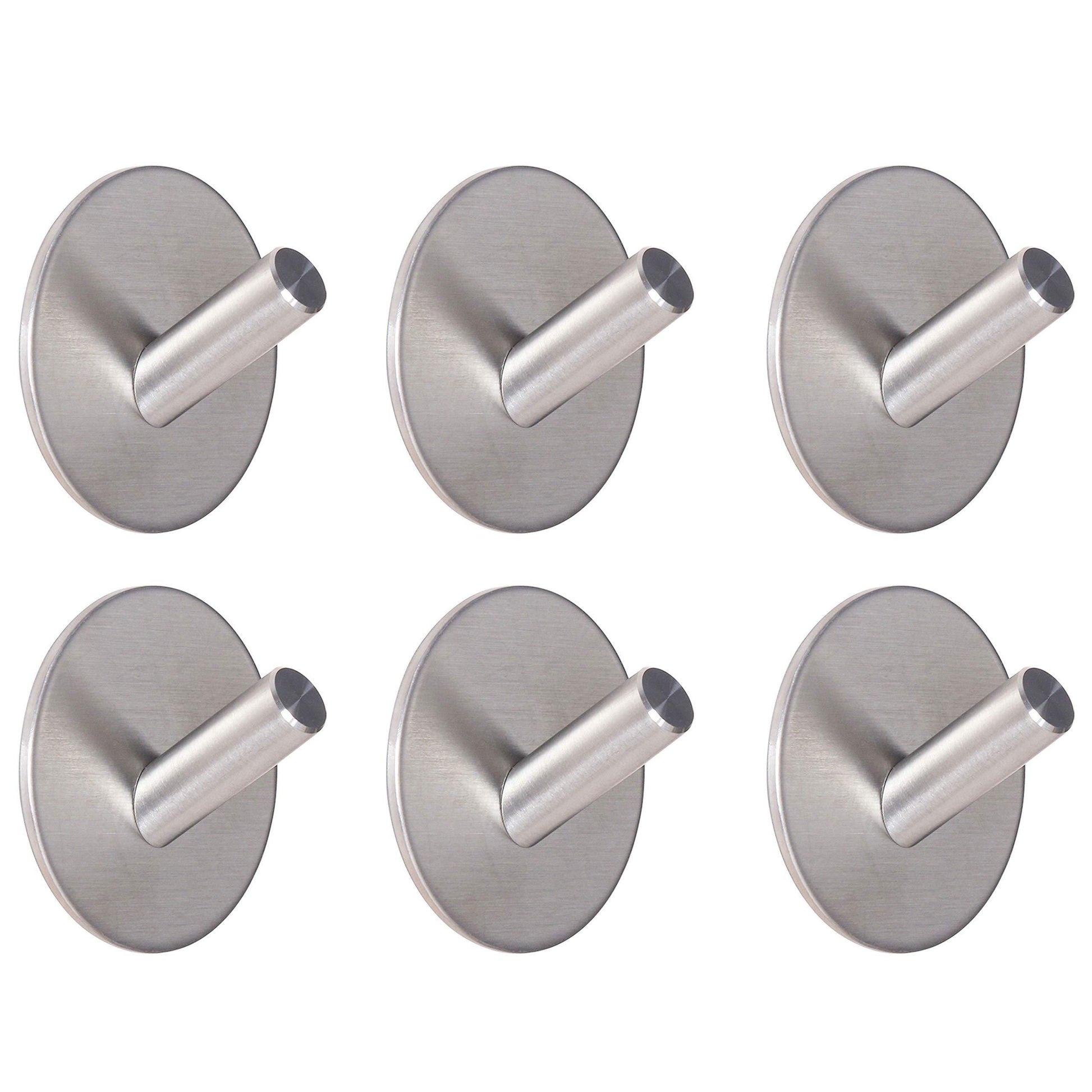 Home webi adhesive hooks heavy duty stainless steel sticky utility wall hooks for towel loofahs belt scarves purses hats keys holder no nail waterproof 6 packs