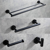 Featured hoooh matte black 4 piece bathroom accessories set stainless steel wall mount includes double towel bar hand towel rack toilet paper holder robe hooks bs100s4 bk