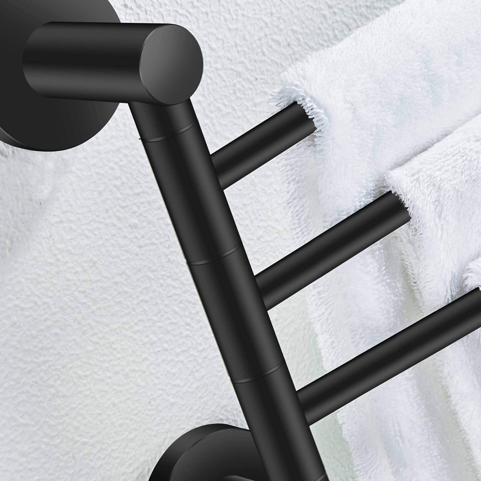 Explore towel rack bathroom swivel towel bar 3 multi fold able arms rotation organizer swing towel shelf space saving hanger kitchen hand towel holder wall mount stainless rubber matte black marmolux