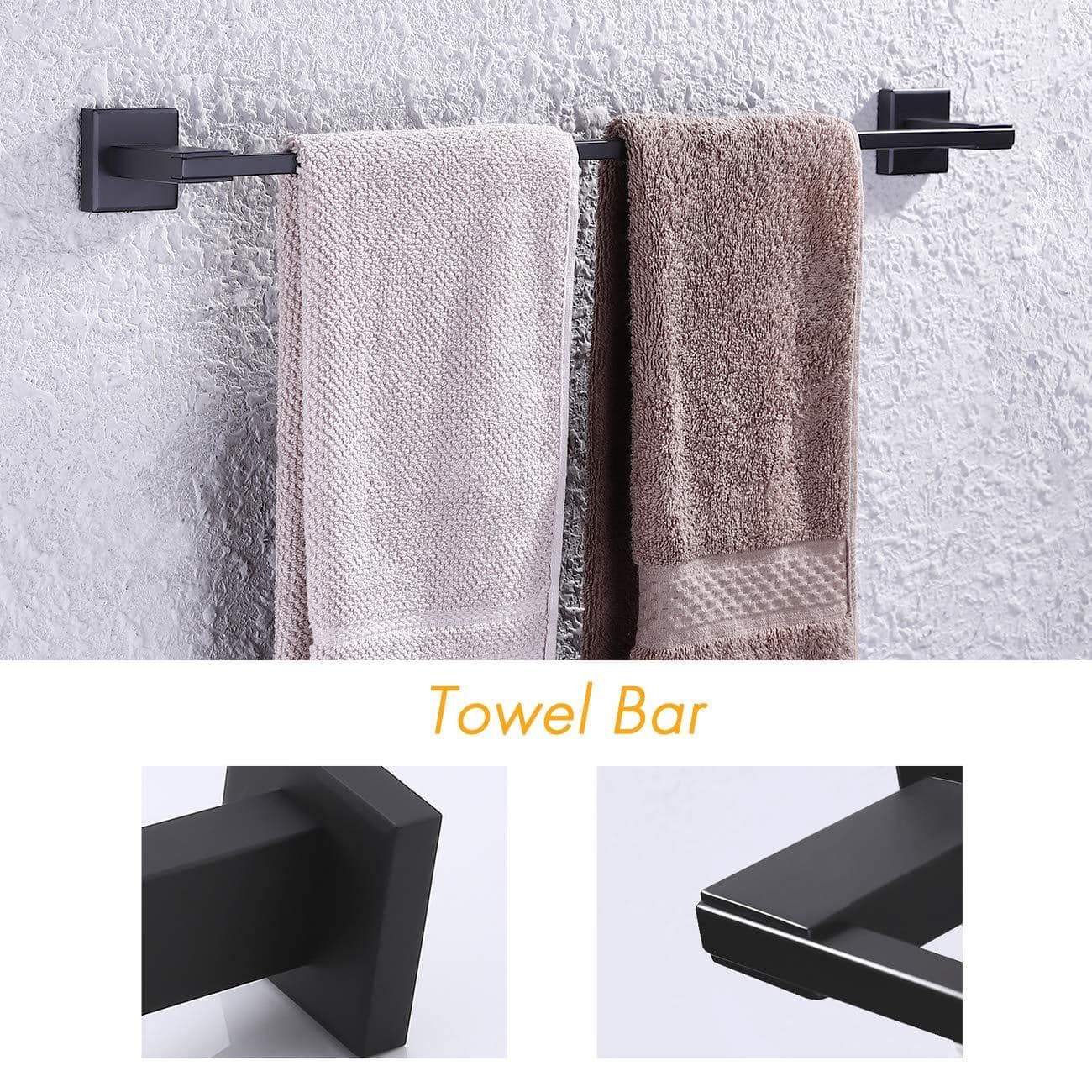 Cheap kes sus 304 stainless steel matte black 4 piece bathroom accessory set rustproof towel bar double coat hook toilet paper holder towel ring wall mount no drilling self adhesive glue la24bkdg 42