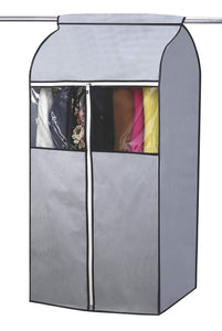 SLEEPING LAMB Garment Bag Organizer Storage with Clear PVC Windows Garment Rack Cover Well-Sealed Hanging Closet Cover for Suits Coats Jackets, Grey