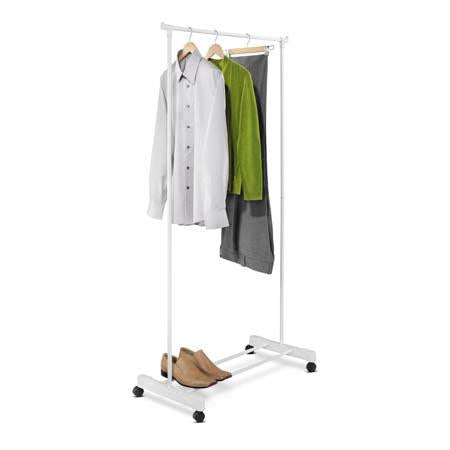 Rolling Garment Rack with Shoe Shelf, White