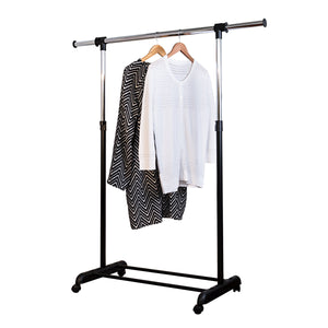 Adjustable Garment Rack with Expandable Bar, Black/Chrome