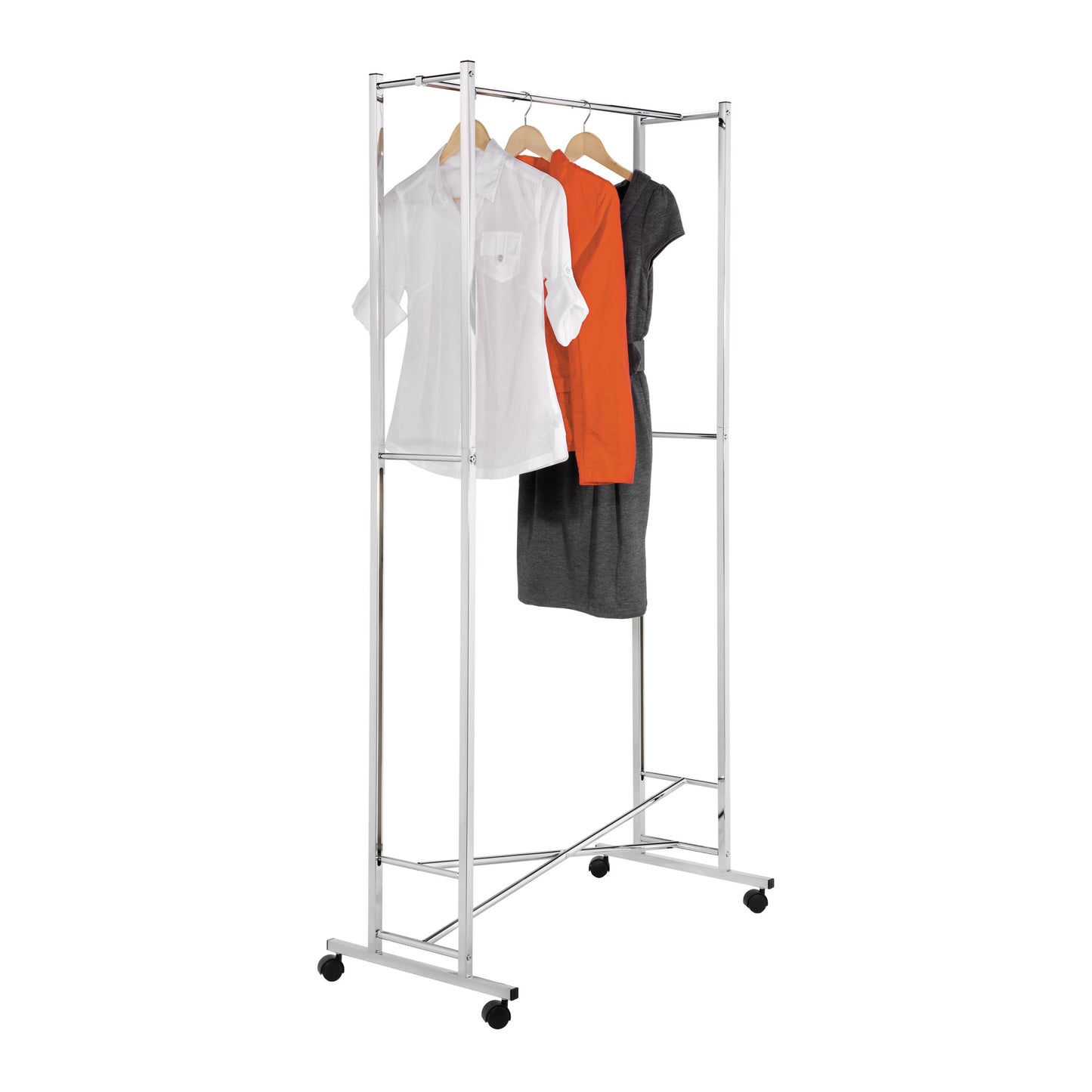 Collapsible Rolling Garment Rack, Chrome