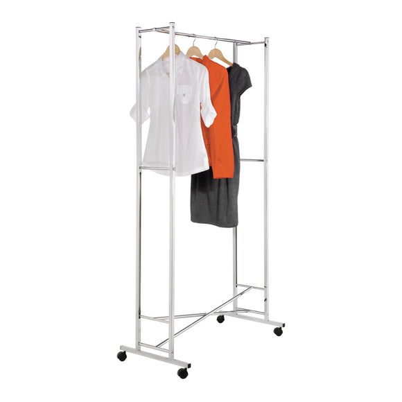 Collapsible Rolling Garment Rack, Chrome