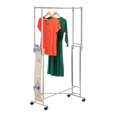 Collapsible Rolling Garment Rack with Pockets
