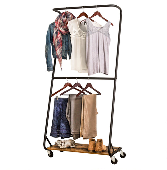 Z-Frame Double Bar Rolling Garment Rack