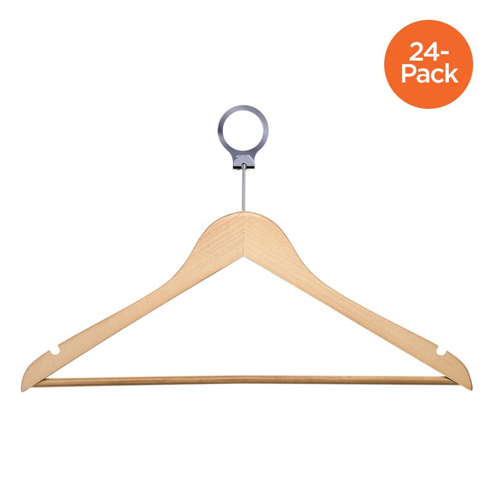 24-Pack Hotel Suit Hangers, Maple