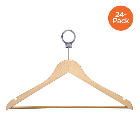 24-Pack Hotel Suit Hangers, Maple