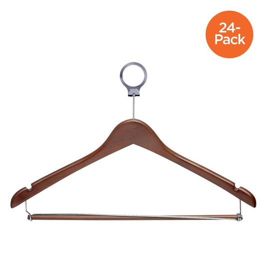 24-Pack Wood Contoured Hotel Hangers, Cherry