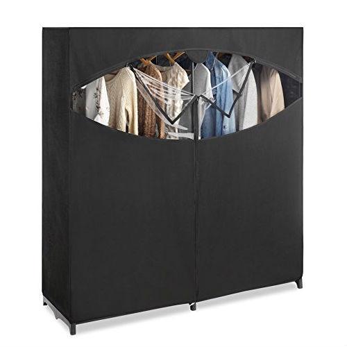 Metal Frame Black Fabric Wardrobe Clothes Closet Garment Rack