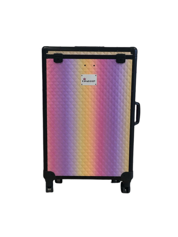 Holographic Diamond DivaDolly with Black Trim | Rolling Dance Bag Alternative with a Wardrobe Rack