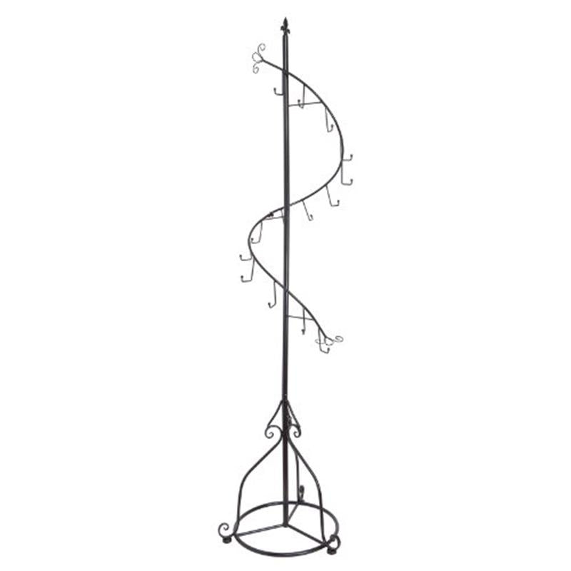 Elegant Black Metal 14 Hook Spiral Coat Hanger / Bag Display / Garment Rack Stand Metal Tree Style