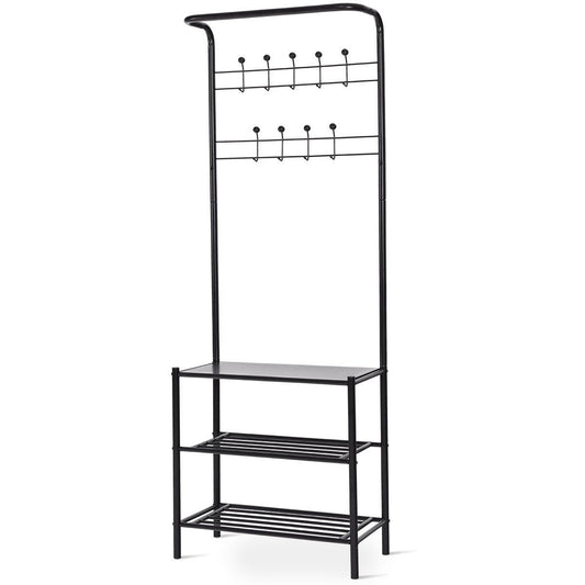 3-Tier 18 Hooks Metal Entryway Garment Rack