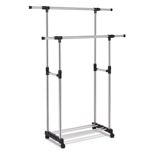 Double Rail Rolling Adjustable Closet Organizer